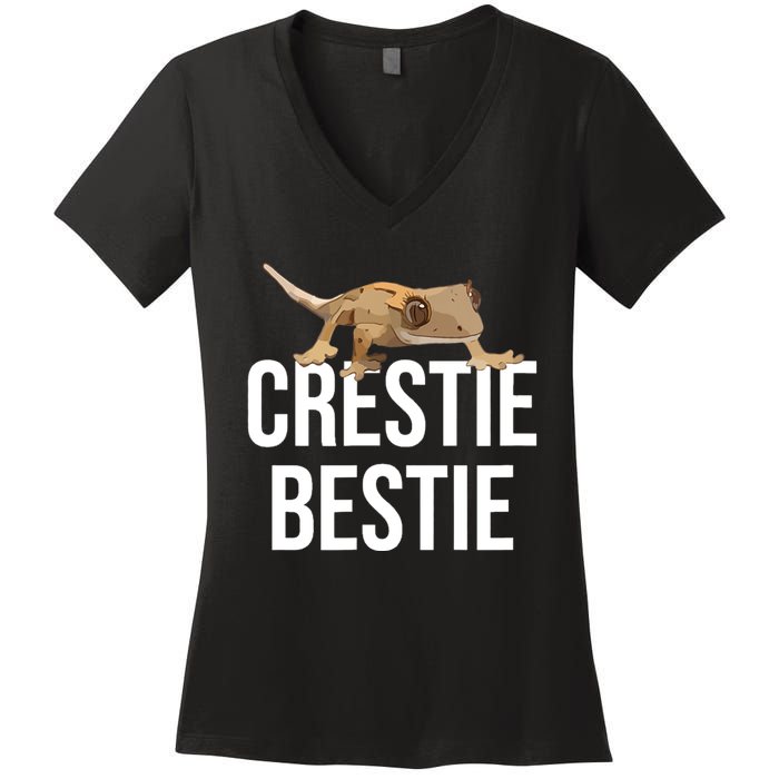 Crestie Bestie Crested Gecko Reptile Lizard Pet Lover Gift TShirt Women's V-Neck T-Shirt