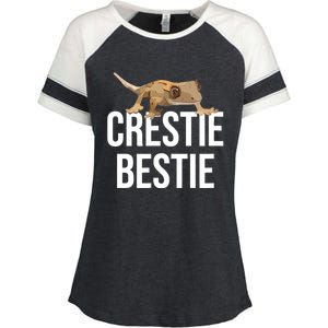 Crestie Bestie Crested Gecko Reptile Lizard Pet Lover Gift TShirt Enza Ladies Jersey Colorblock Tee