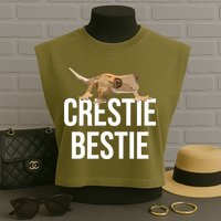 Crestie Bestie Crested Gecko Reptile Lizard Pet Lover Gift TShirt Garment-Dyed Women's Muscle Tee