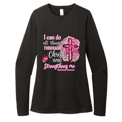 Christian Breast Cancer Fighter Pink Ribbon October Womens CVC Long Sleeve Shirt