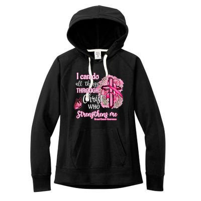 Christian Breast Cancer Fighter Pink Ribbon October Women's Fleece Hoodie