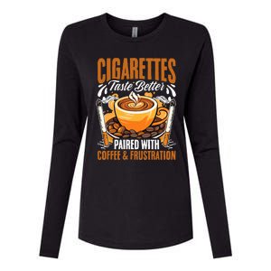 Caffeine Barista Coffee Brew Cigar Smoker Cigarettes Coffee  Womens Cotton Relaxed Long Sleeve T-Shirt