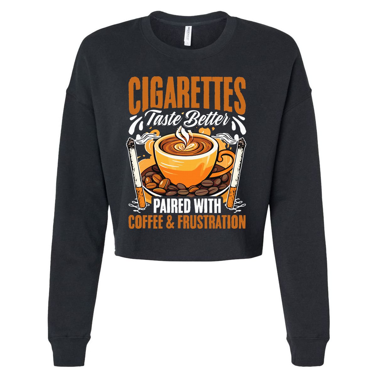 Caffeine Barista Coffee Brew Cigar Smoker Cigarettes Coffee  Cropped Pullover Crew