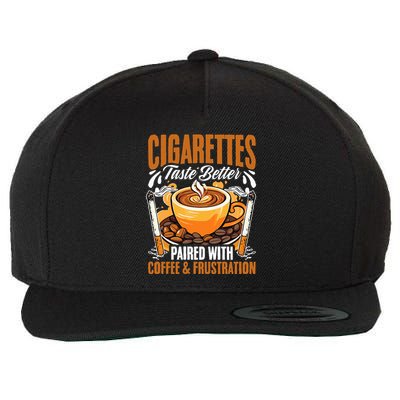 Caffeine Barista Coffee Brew Cigar Smoker Cigarettes Coffee  Wool Snapback Cap