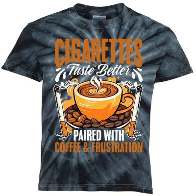 Caffeine Barista Coffee Brew Cigar Smoker Cigarettes Coffee  Kids Tie-Dye T-Shirt