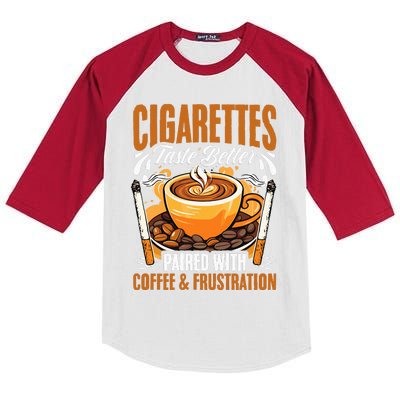 Caffeine Barista Coffee Brew Cigar Smoker Cigarettes Coffee  Kids Colorblock Raglan Jersey