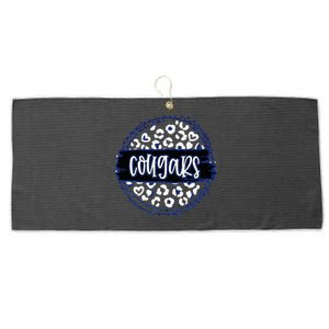 Cougars Blue Cheetah Leopard School Sports Fan Team Spirit Large Microfiber Waffle Golf Towel