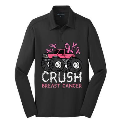 Crush Breast Cancer Awareness Monster Truck Silk Touch Performance Long Sleeve Polo