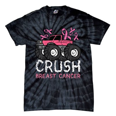 Crush Breast Cancer Awareness Monster Truck Tie-Dye T-Shirt