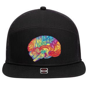 Colorful Brain 7 Panel Mesh Trucker Snapback Hat