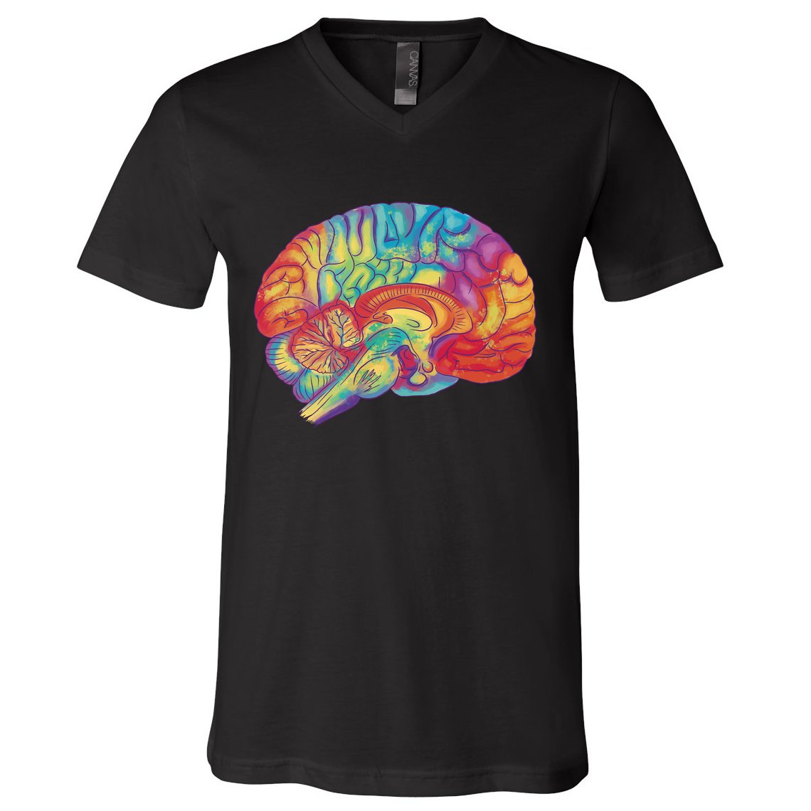 Colorful Brain V-Neck T-Shirt