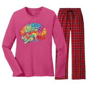 Colorful Brain Women's Long Sleeve Flannel Pajama Set 