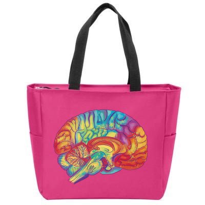 Colorful Brain Zip Tote Bag