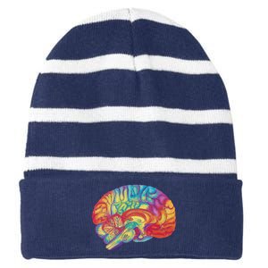 Colorful Brain Striped Beanie with Solid Band