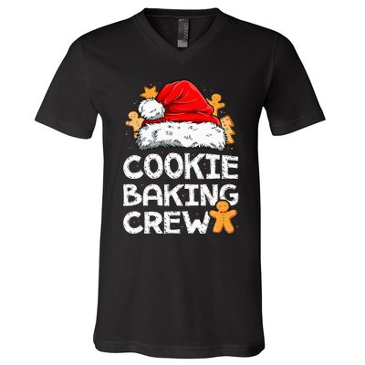 Cookie Baking Crew Christmas Santa Family Gingerbread Team V-Neck T-Shirt