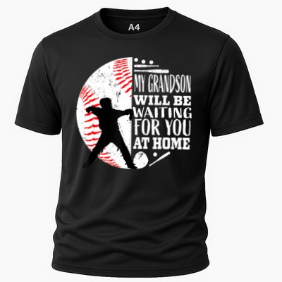 Cute Baseball Catcher Grandma Grandpa Grandson Quote Graphic Cooling Performance Crew T-Shirt