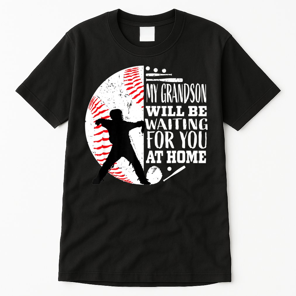 Cute Baseball Catcher Grandma Grandpa Grandson Quote Graphic Tall T-Shirt