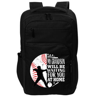 Cute Baseball Catcher Grandma Grandpa Grandson Quote Graphic Impact Tech Backpack