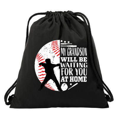 Cute Baseball Catcher Grandma Grandpa Grandson Quote Graphic Drawstring Bag