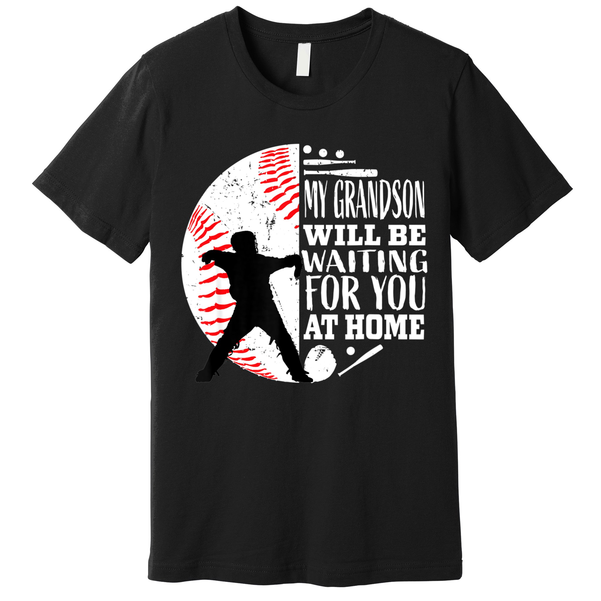 Cute Baseball Catcher Grandma Grandpa Grandson Quote Graphic Premium T-Shirt