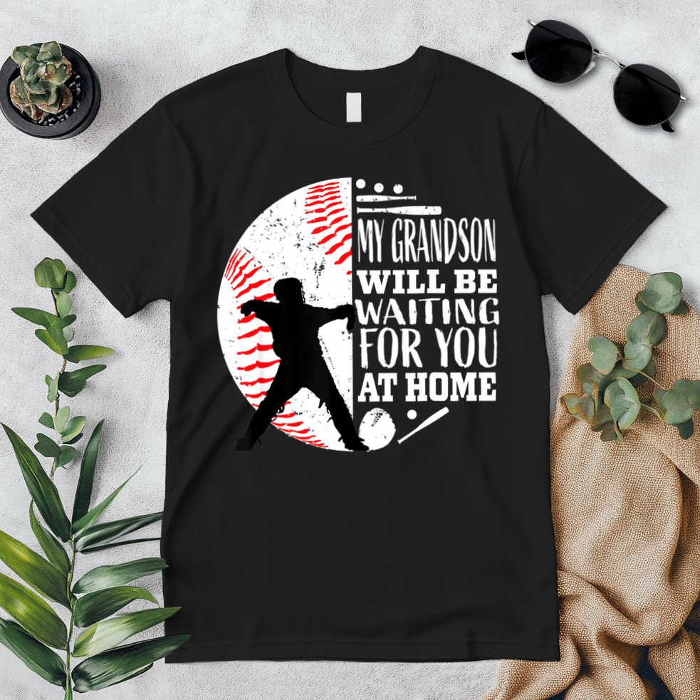 Cute Baseball Catcher Grandma Grandpa Grandson Quote Graphic Premium T-Shirt