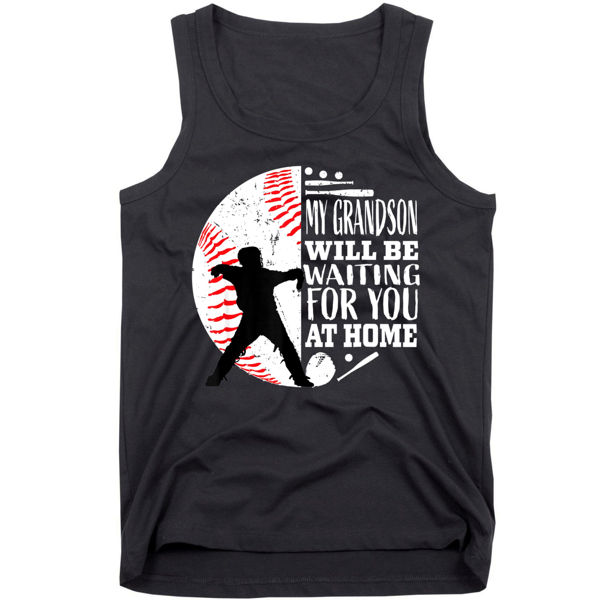 Cute Baseball Catcher Grandma Grandpa Grandson Quote Graphic Tank Top