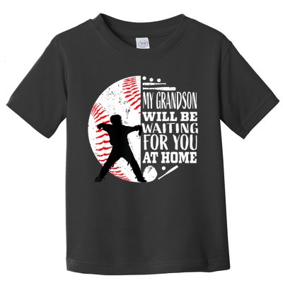 Cute Baseball Catcher Grandma Grandpa Grandson Quote Graphic Toddler T-Shirt