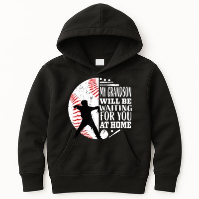 Cute Baseball Catcher Grandma Grandpa Grandson Quote Graphic Kids Hoodie