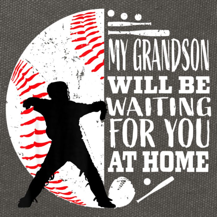 Cute Baseball Catcher Grandma Grandpa Grandson Quote Graphic Cotton Canvas Backpack