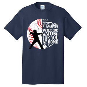 Cute Baseball Catcher Grandma Grandpa Grandson Quote Graphic Tall T-Shirt