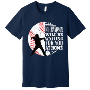 Cute Baseball Catcher Grandma Grandpa Grandson Quote Graphic Premium T-Shirt