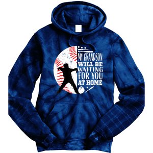 Cute Baseball Catcher Grandma Grandpa Grandson Quote Graphic Tie Dye Hoodie