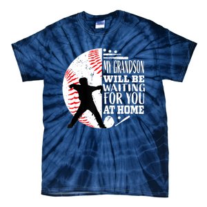 Cute Baseball Catcher Grandma Grandpa Grandson Quote Graphic Tie-Dye T-Shirt