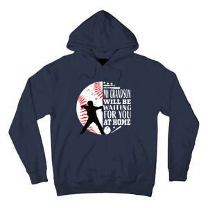 Cute Baseball Catcher Grandma Grandpa Grandson Quote Graphic Tall Hoodie