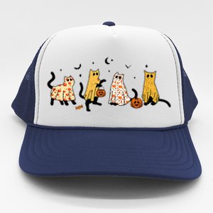 Cute Black Cats In Ghost Costume Trucker Hat