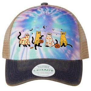 Cute Black Cats In Ghost Costume Legacy Tie Dye Trucker Hat