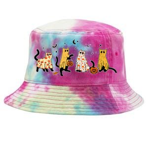 Cute Black Cats In Ghost Costume Tie-Dyed Bucket Hat