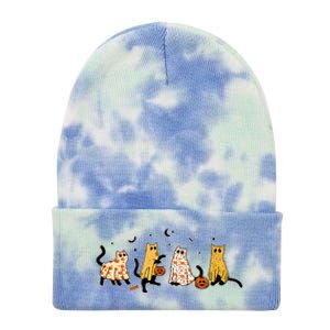 Cute Black Cats In Ghost Costume Tie Dye 12in Knit Beanie