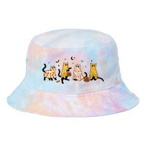 Cute Black Cats In Ghost Costume Tie Dye Newport Bucket Hat