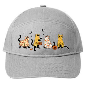 Cute Black Cats In Ghost Costume 7-Panel Snapback Hat