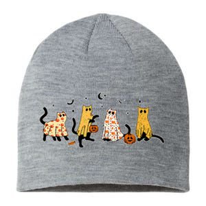 Cute Black Cats In Ghost Costume Sustainable Beanie