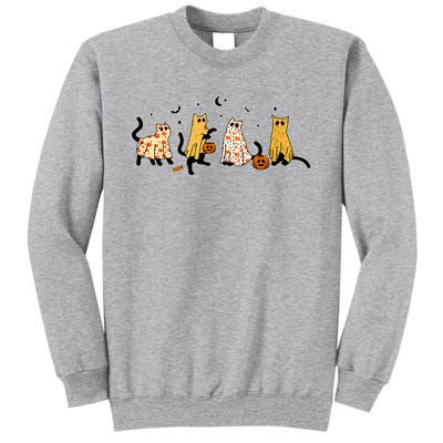 Cute Black Cats In Ghost Costume Tall Sweatshirt