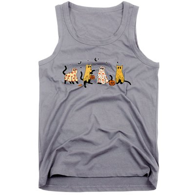 Cute Black Cats In Ghost Costume Tank Top