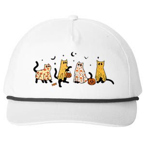 Cute Black Cats In Ghost Costume Snapback Five-Panel Rope Hat