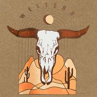 Cow Bull Cattle Skull Head Western Cotton Canvas Backpack