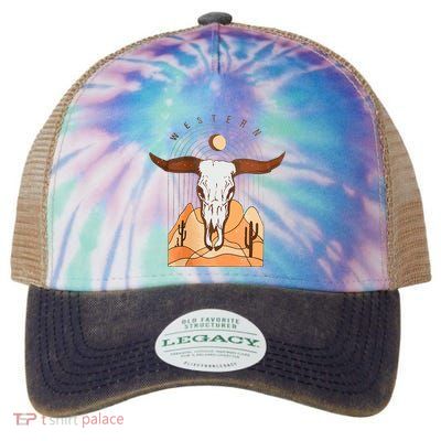 Cow Bull Cattle Skull Head Western Legacy Tie Dye Trucker Hat