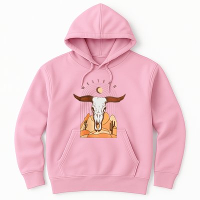 Cow Bull Cattle Skull Head Western Hoodie