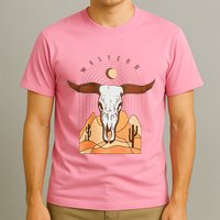 Cow Bull Cattle Skull Head Western T-Shirt