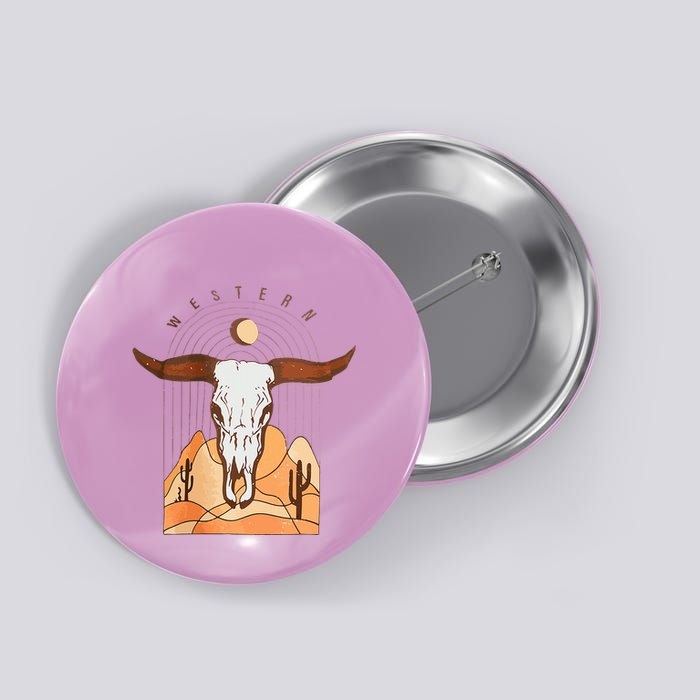 Cow Bull Cattle Skull Head Western Button