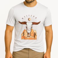 Cow Bull Cattle Skull Head Western Cooling Performance Crew T-Shirt